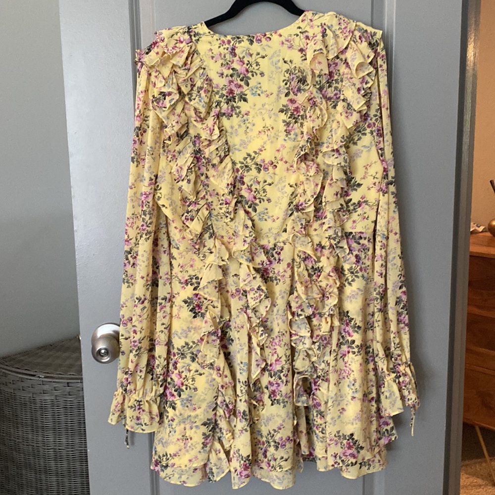 Floral Ruffle Lace Up Dress - Picture 2 of 4
